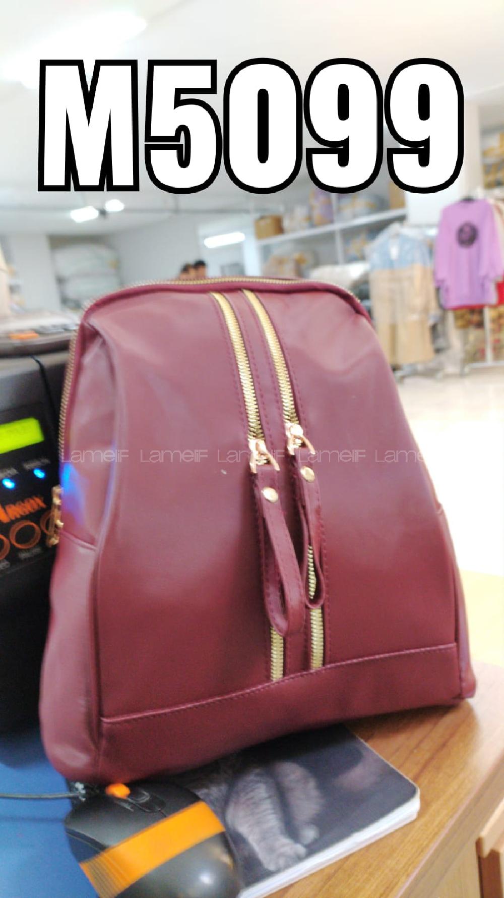 Modalamelif Çif Fermuarlı Saten Sırt Çantası Bordo