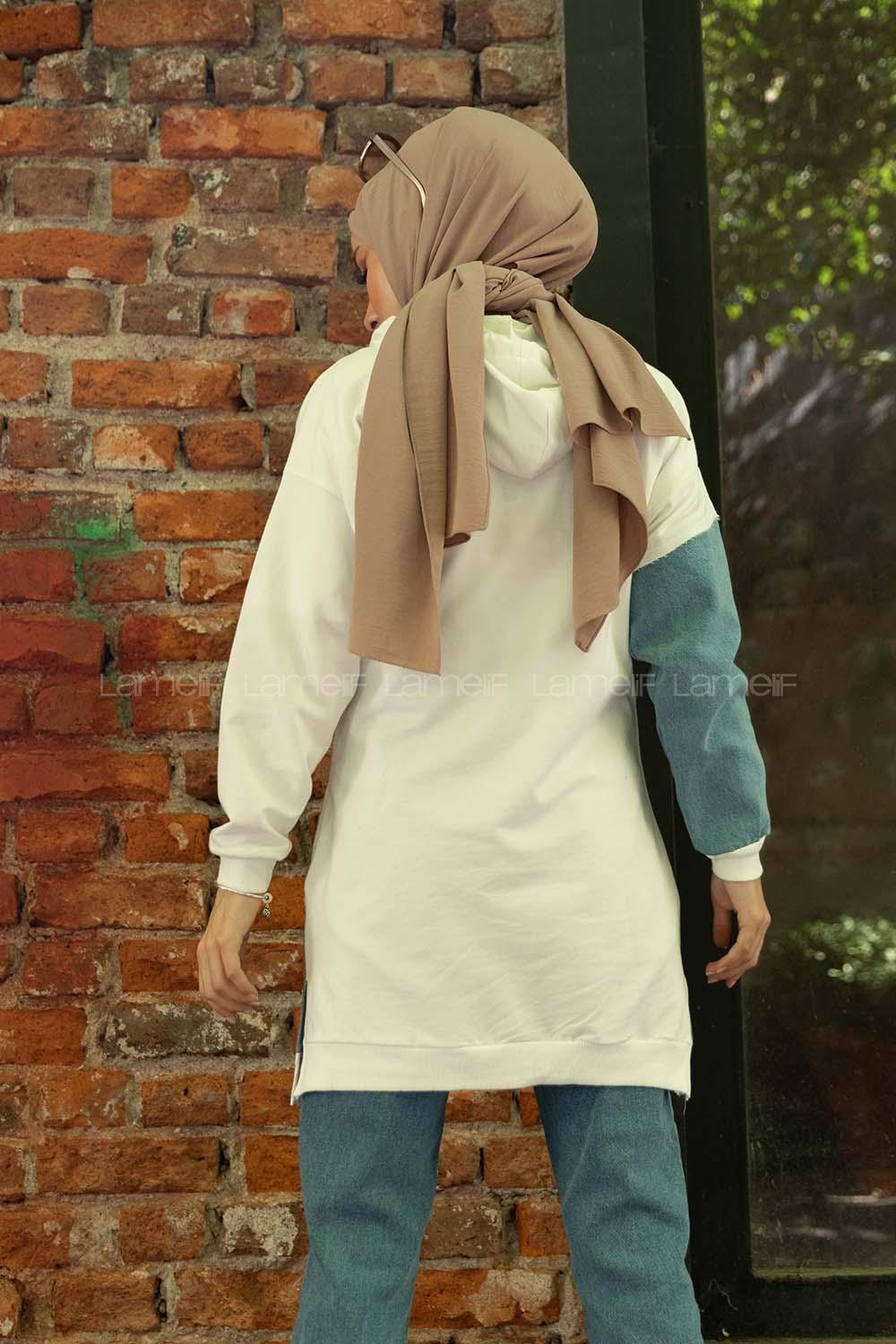 Modalamelif Kanguru Cepli Kot Garnili Tunik Ekru