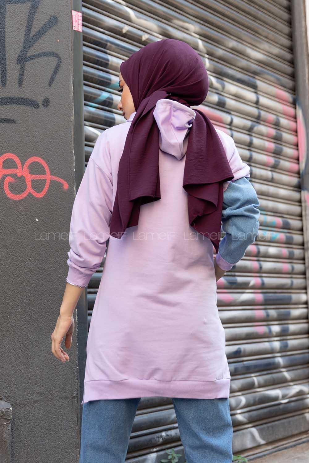 Modalamelif Kanguru Cepli Kot Garnili Tunik Lila