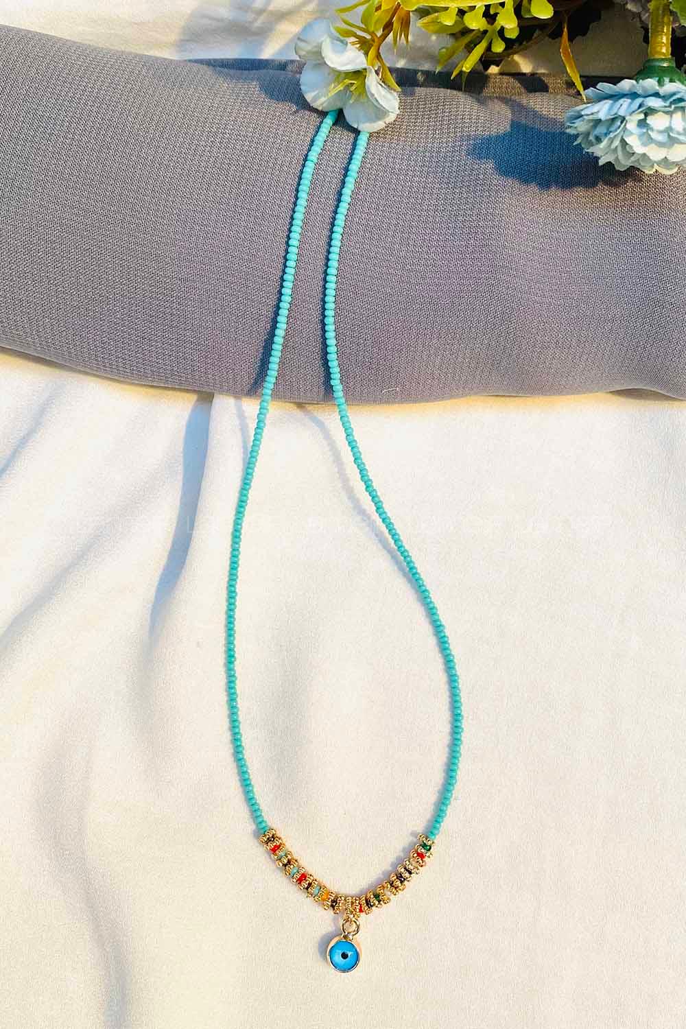 Modalamelif Su Yeşili Boncuk Nazar Detaylı Kolye