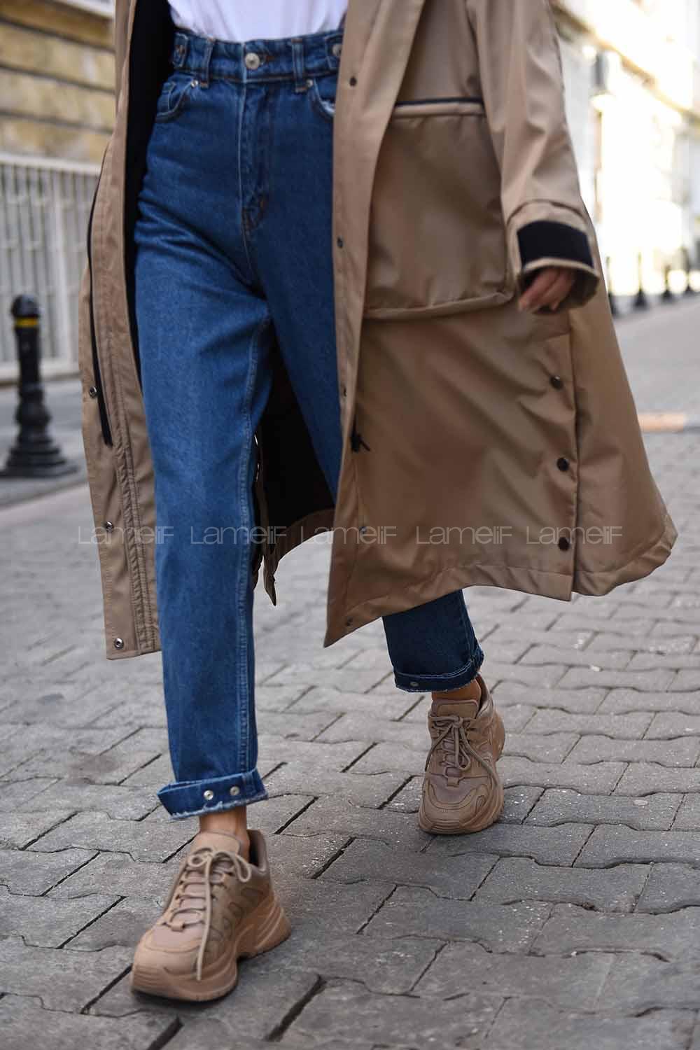 Modalamelif Bel Ve Paça Apoletli Jeam Kot Mavisi