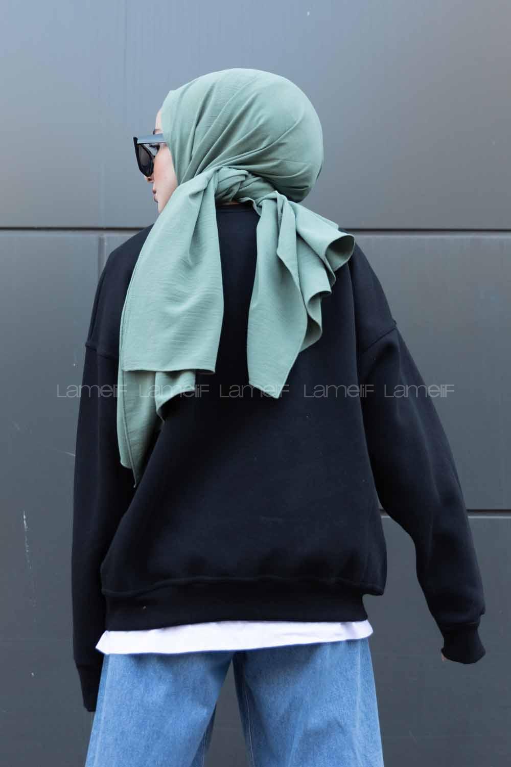 Modalamelif Bisiklet Yaka Monarchs Baskılı Sweatshirt Siyah