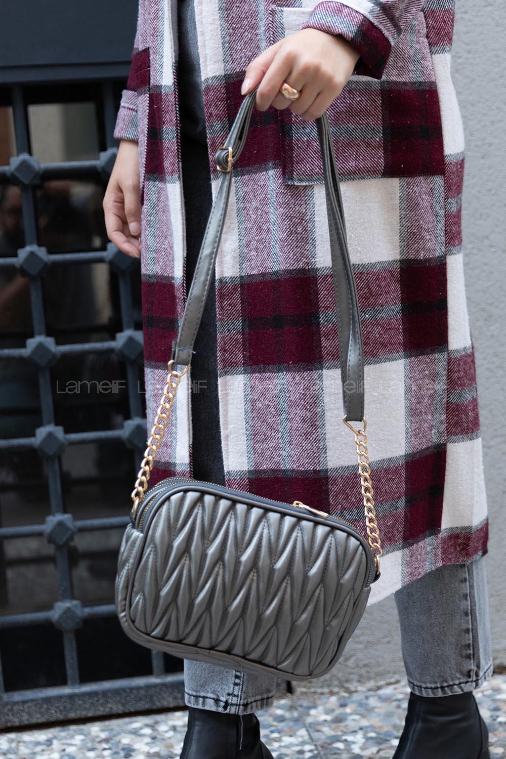 Modalamelif  Kapitone Baskı Çapraz Çanta Gümüş