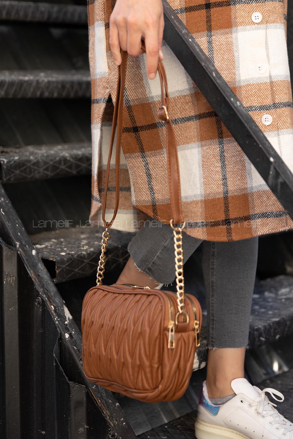 Modalamelif  Kapitone Baskı Çapraz Çanta Taba