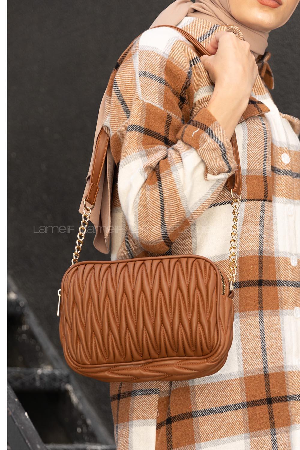 Modalamelif  Kapitone Baskı Çapraz Çanta Taba