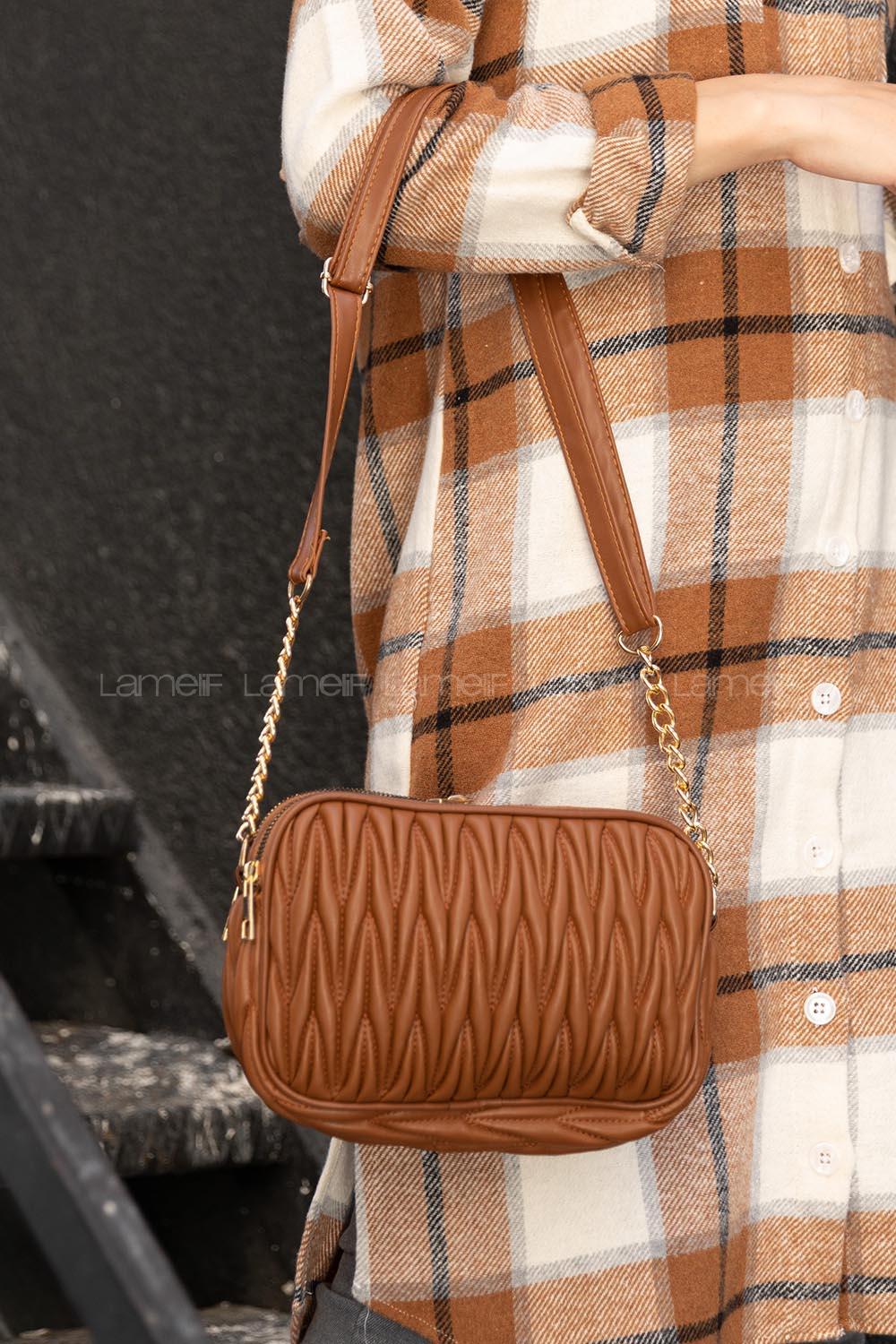 Modalamelif  Kapitone Baskı Çapraz Çanta Taba