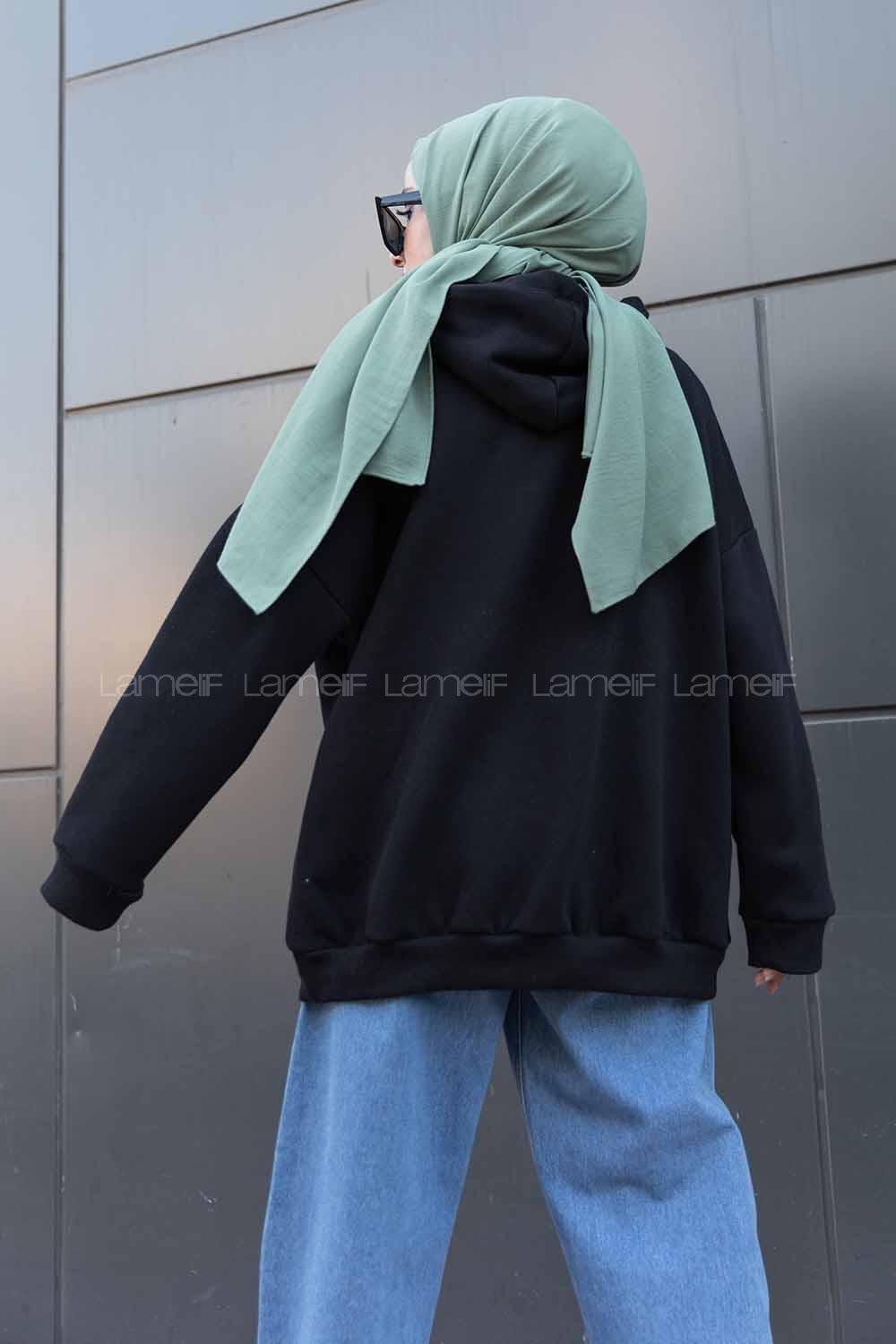 Modalamelif Kapşonlu Bulls Yazılı Sweatshirt Siyah