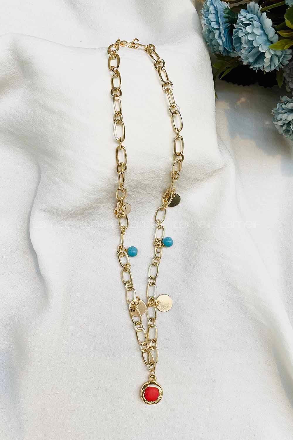 Modalamelif Kırmızı Taş Kolye