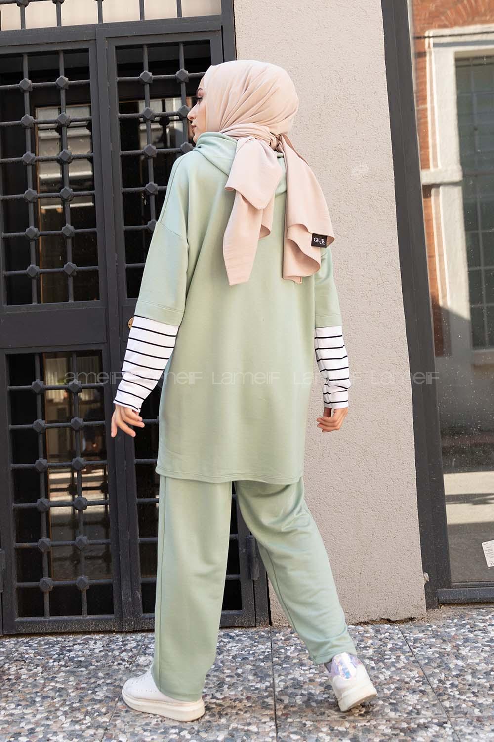 Modalamelif Kol Çizgili İkili Takım Çağla