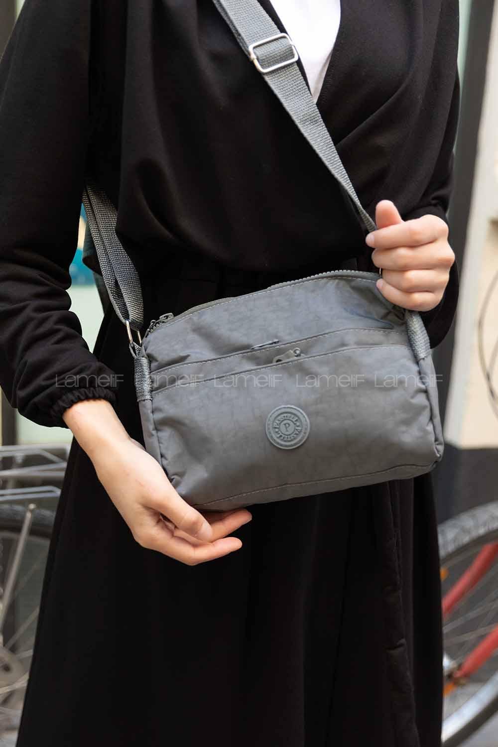 Modalamelif Miniadure Krinkıl Çapraz Çanta Gri