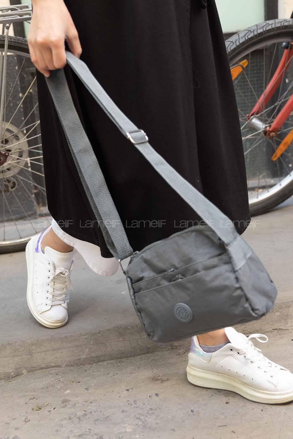 Modalamelif Miniadure Krinkıl Çapraz Çanta Gri