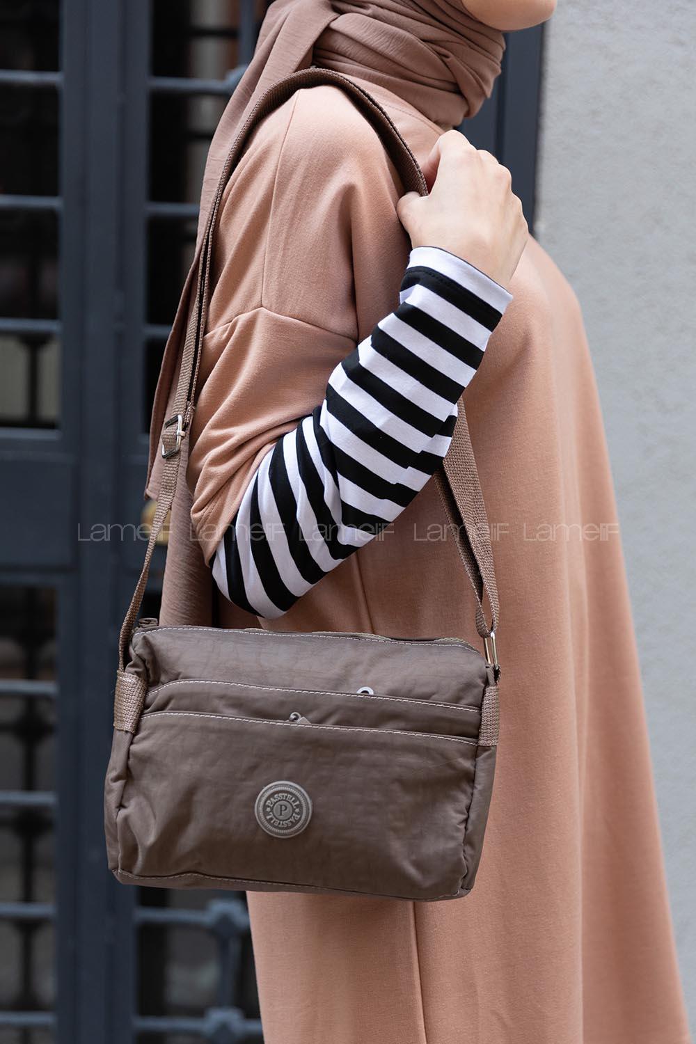 Modalamelif Miniadure Krinkıl Çapraz Çanta Soft Kahve