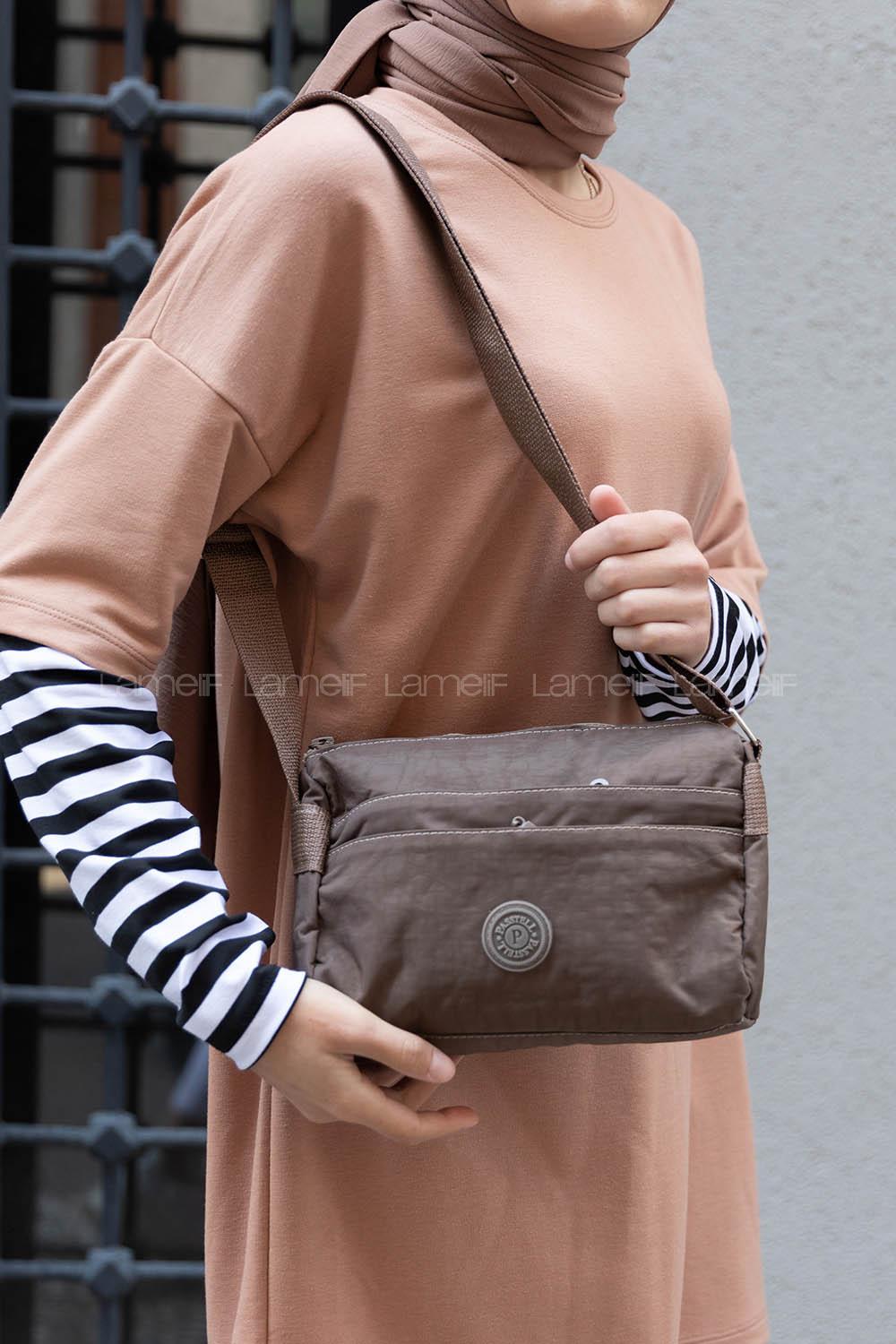 Modalamelif Miniadure Krinkıl Çapraz Çanta Soft Kahve