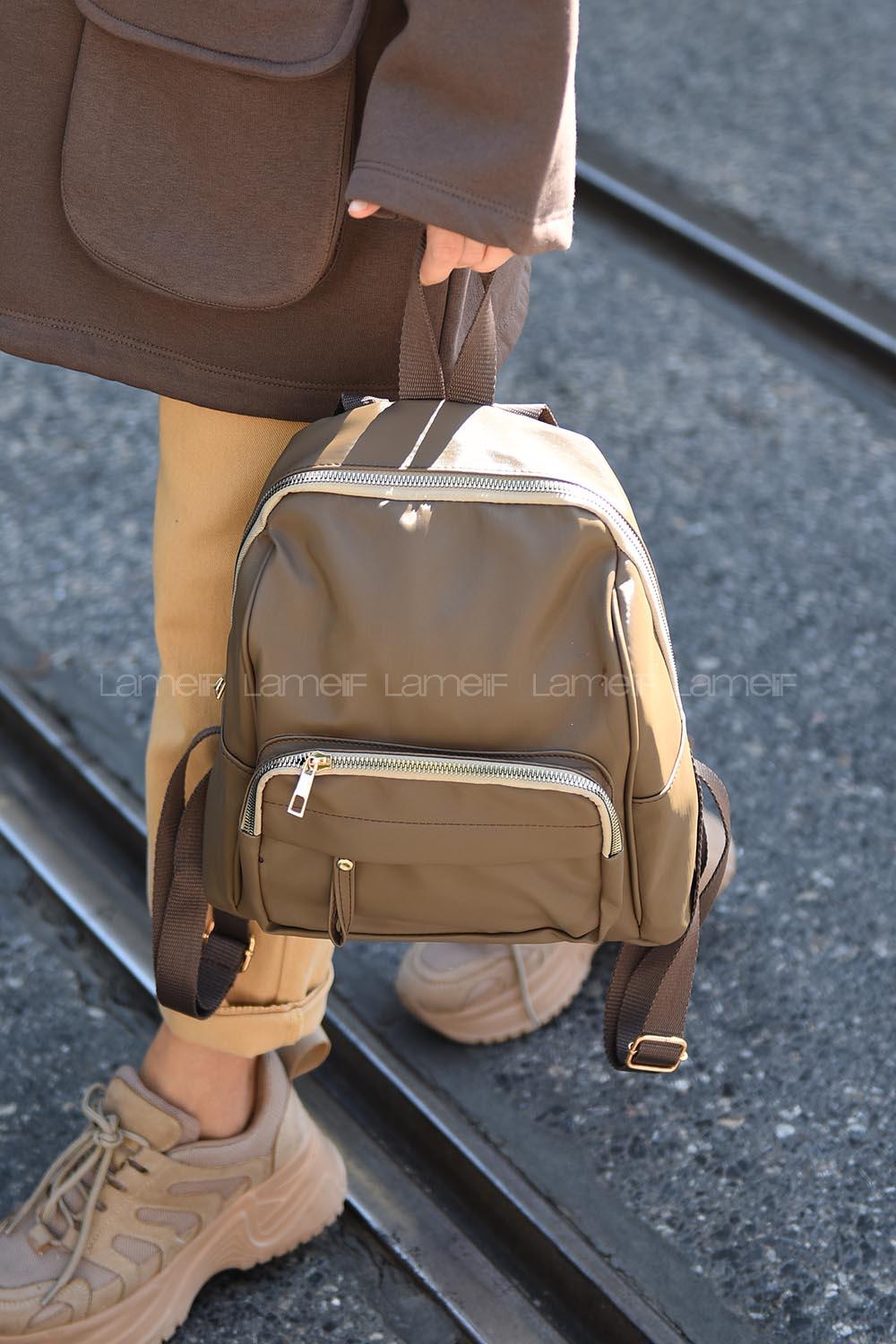 Modalamelif  Saten Sırt Çantası Soft Kahve