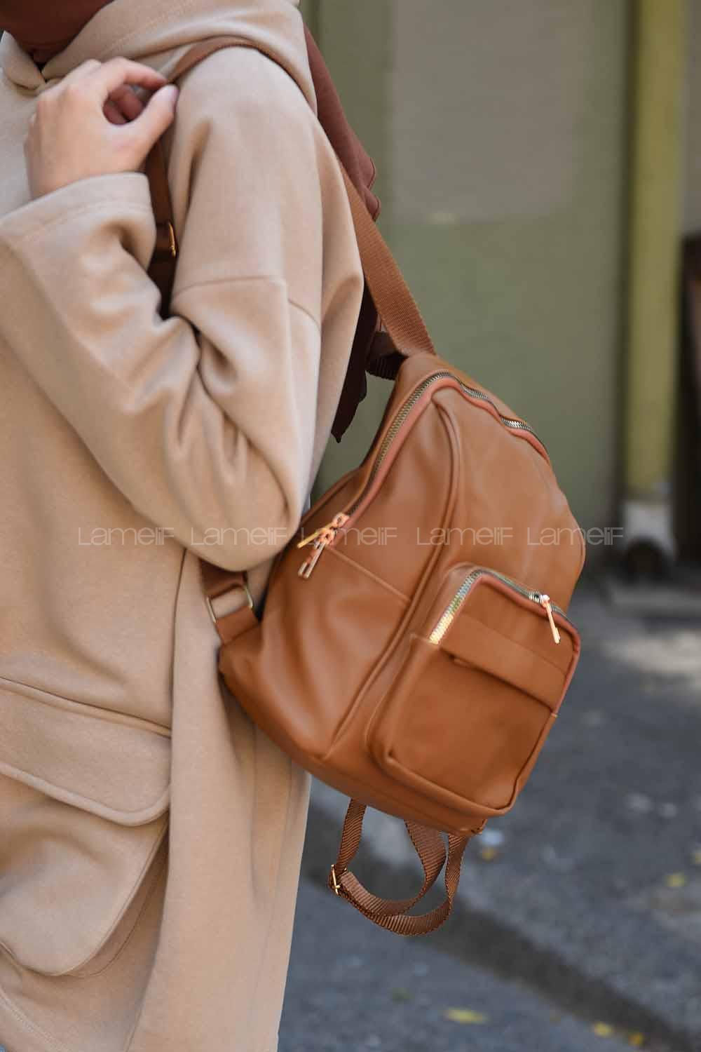 Tan Buckle Skin Hand Bag Bag