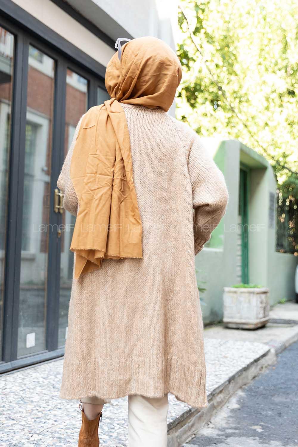 Modalamelif Duble Kollu Triko Hırka Karamel