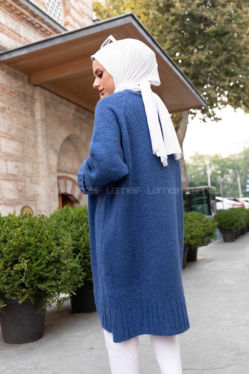 Modalamelif Duble Kollu Triko Hırka İndigo