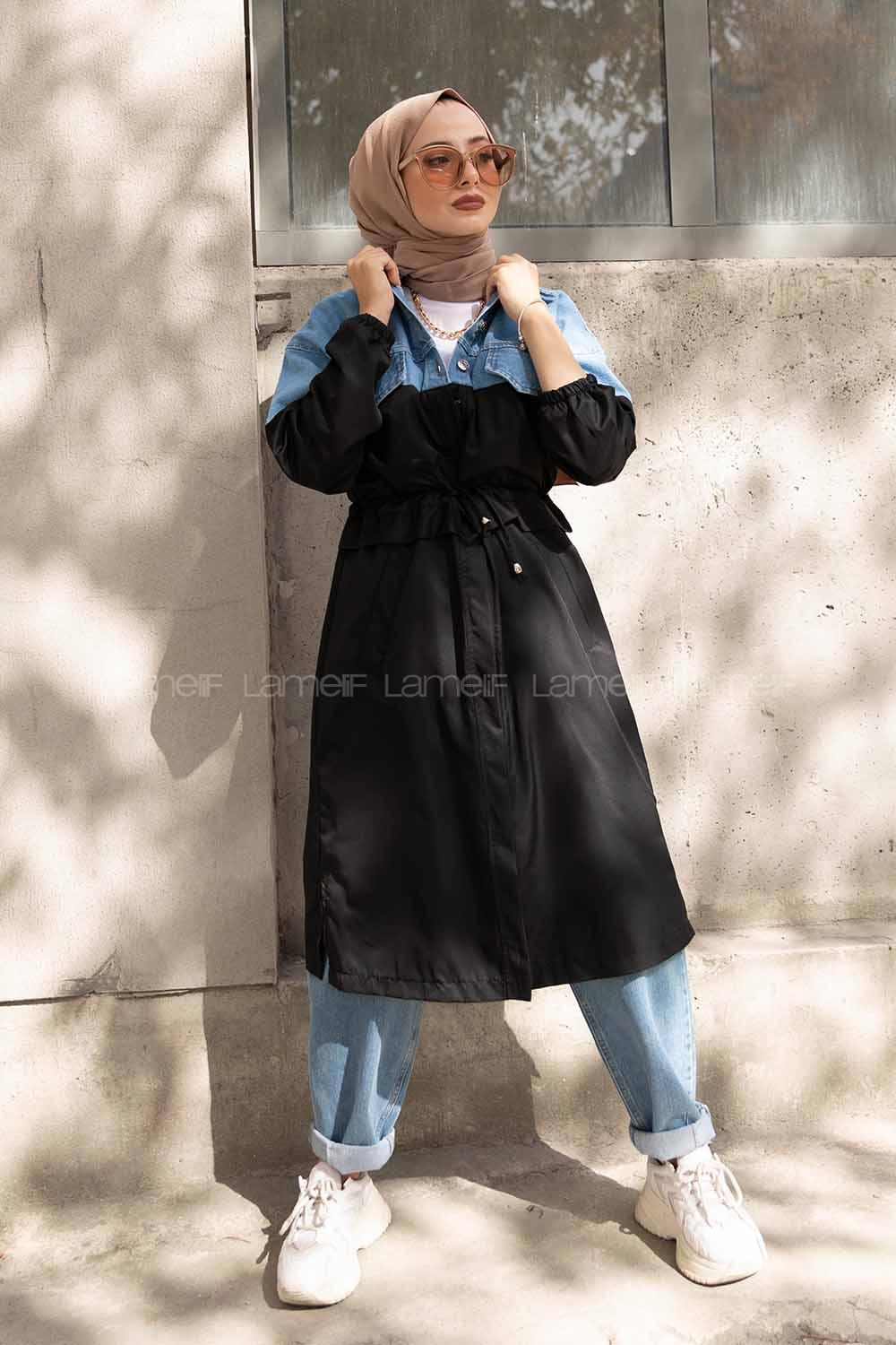 Modalamelif Kot Garnili Trenç Siyah