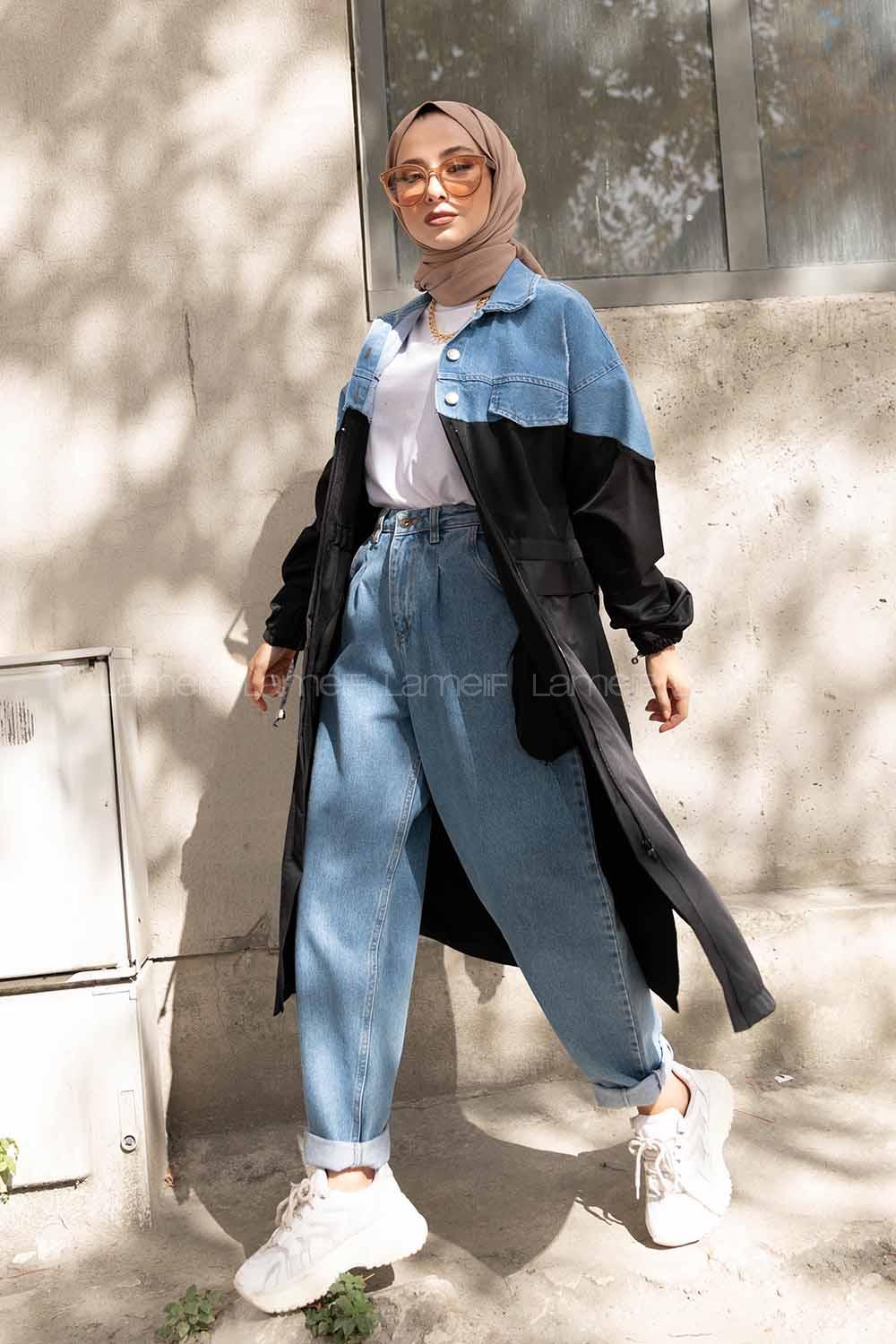 Modalamelif Kot Garnili Trenç Siyah