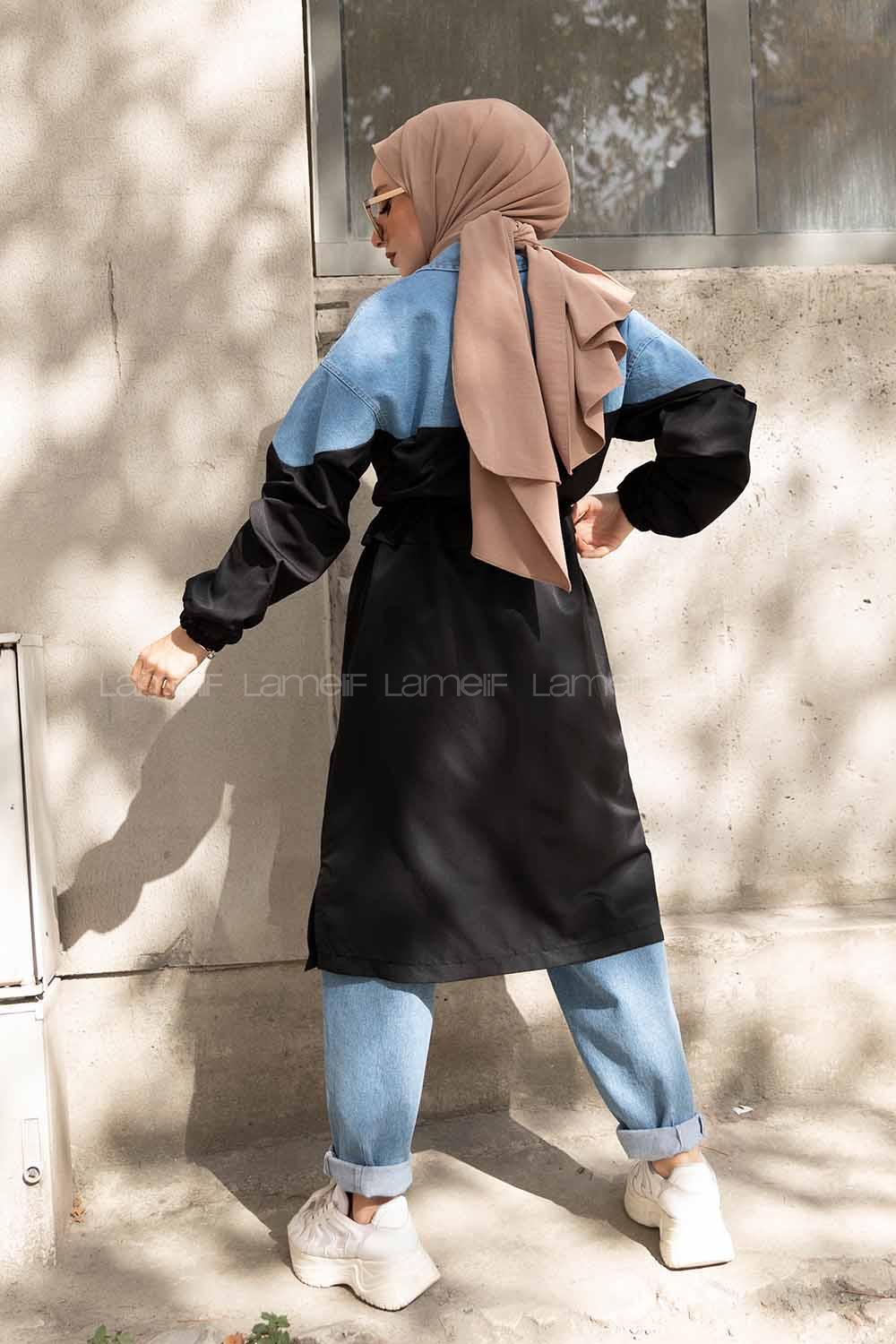 Modalamelif Kot Garnili Trenç Siyah