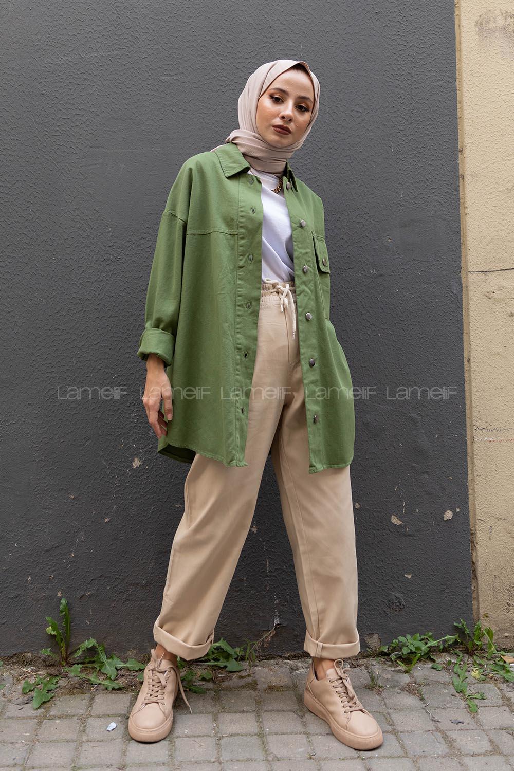 Modalamelif Tek Cep Metal Düğmeli Ceket Haki