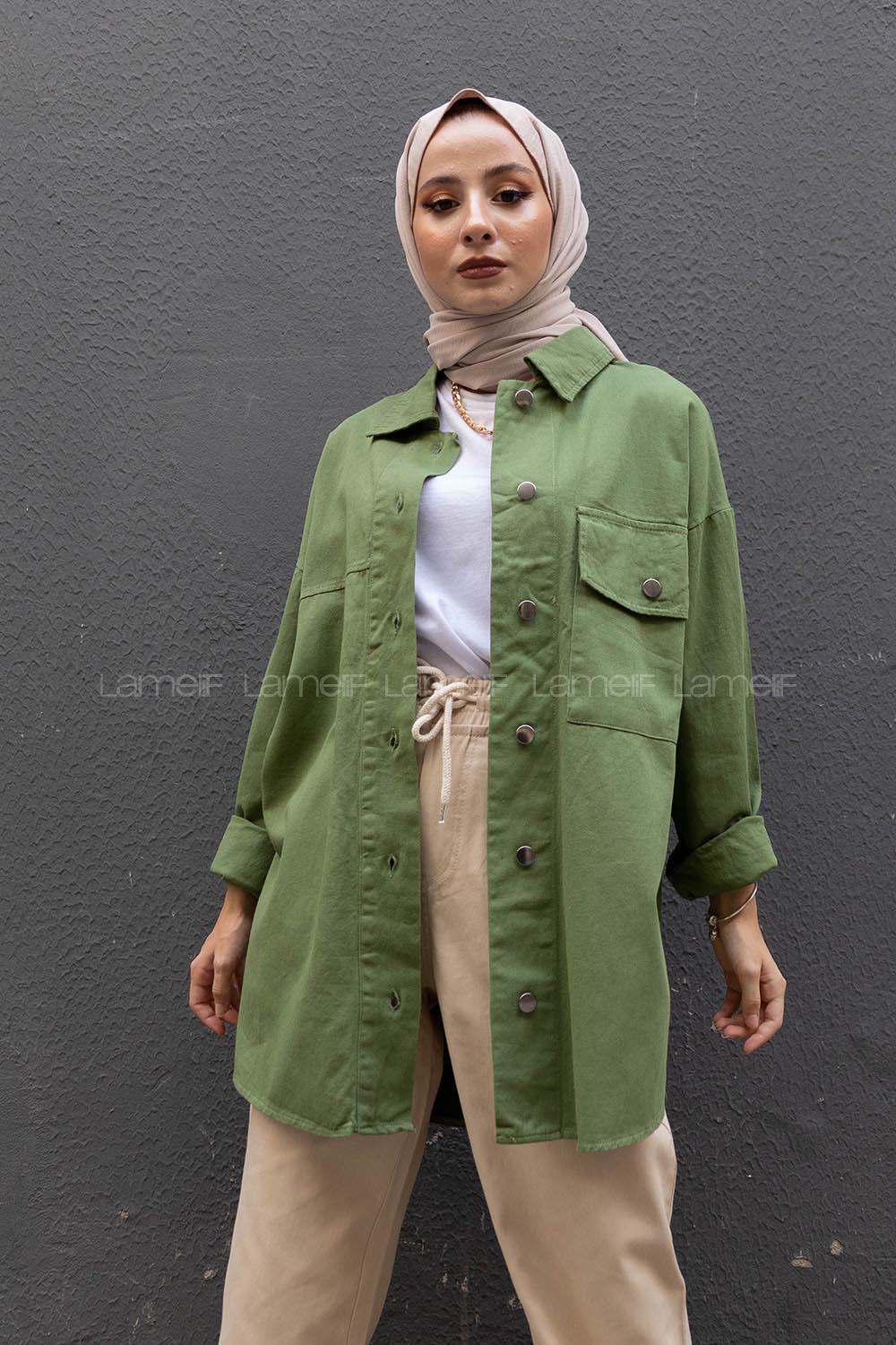 Modalamelif Tek Cep Metal Düğmeli Ceket Haki