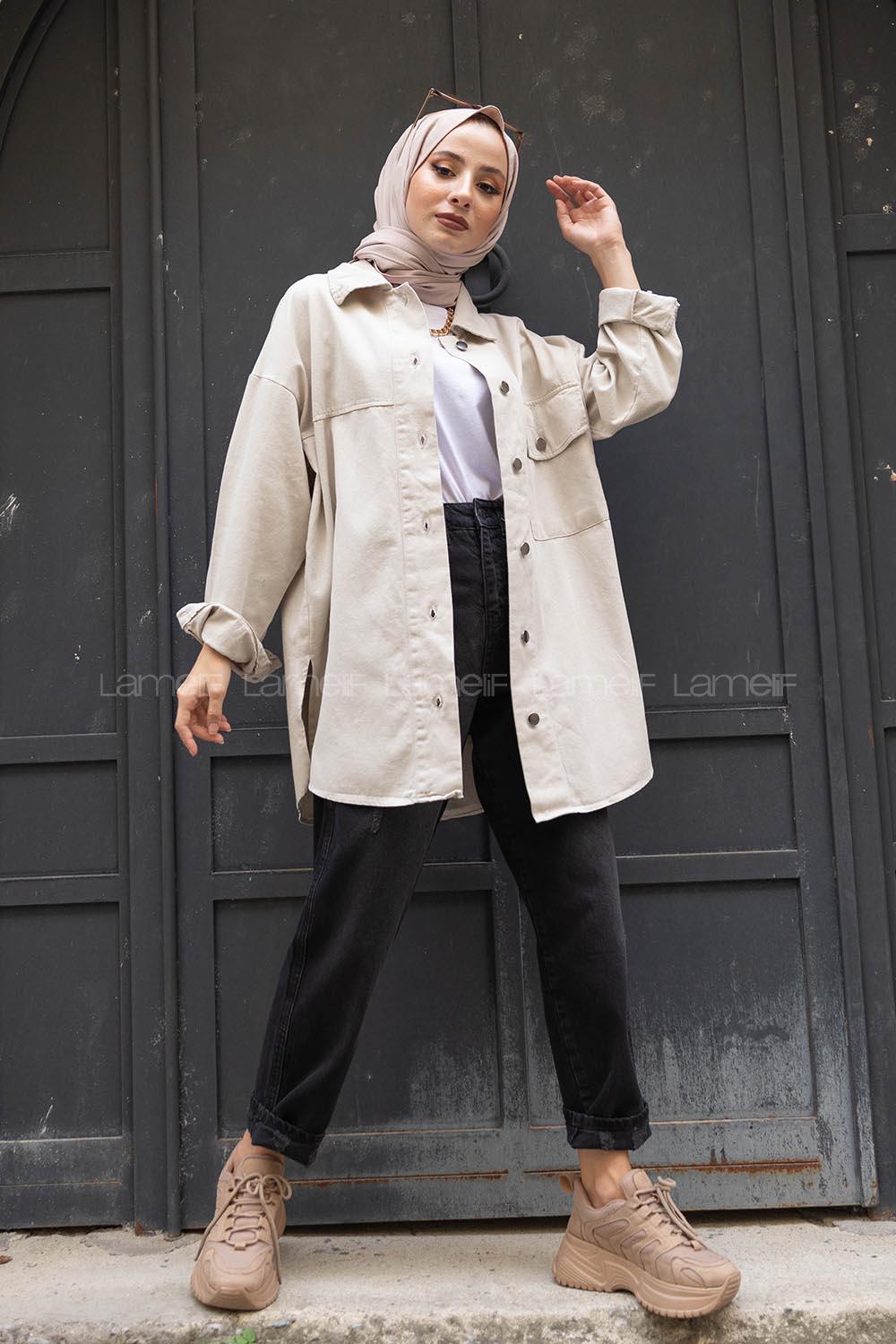 Modalamelif Tek Cep Metal Düğmeli Ceket Taş