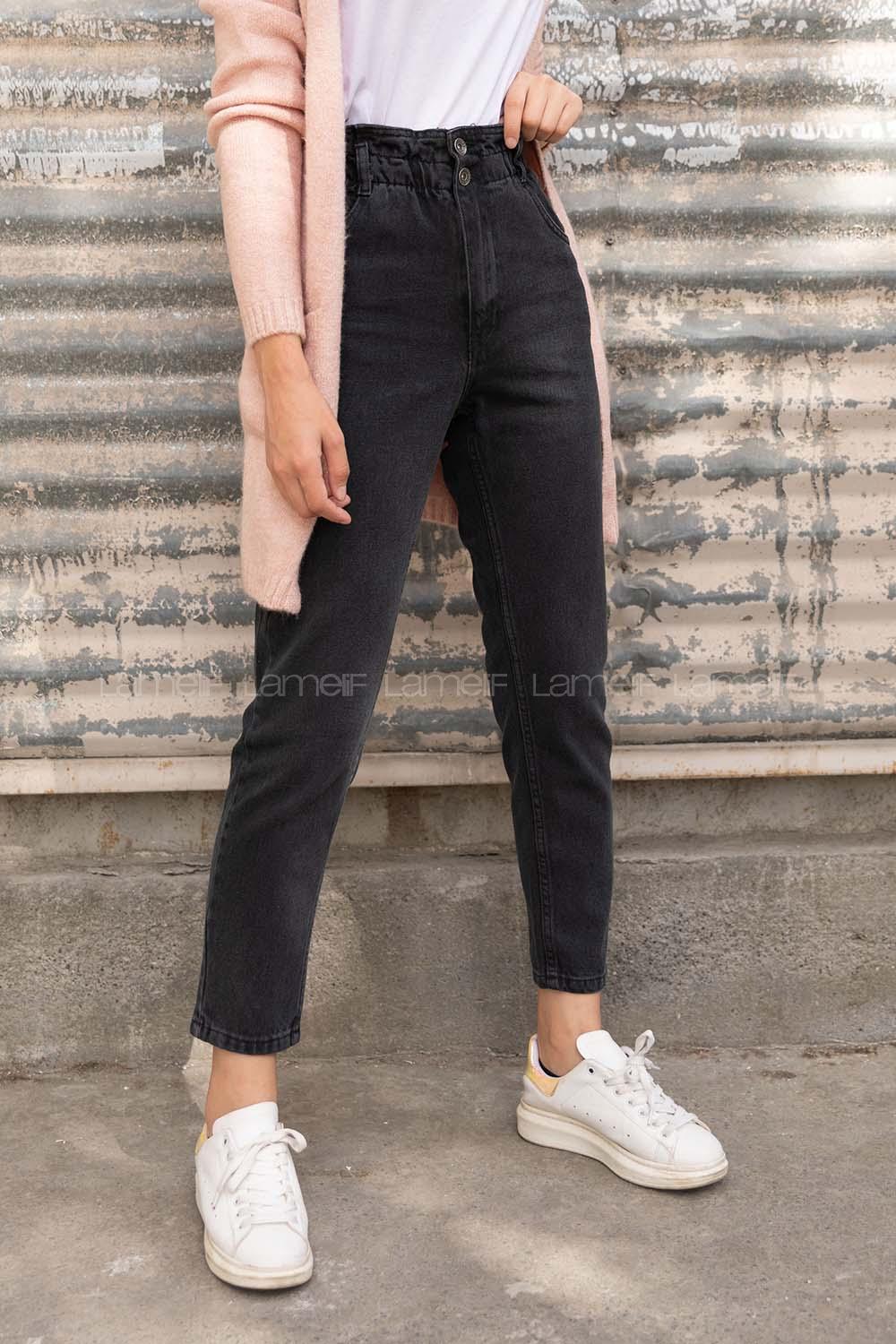 Modalamelif Bel Lastikli Mom Jean Siyah
