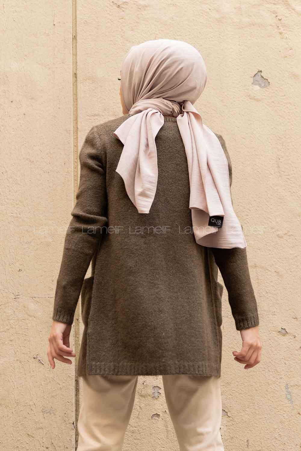 Modalamelif Çift Cepli Ara Boy Triko Hırka Haki