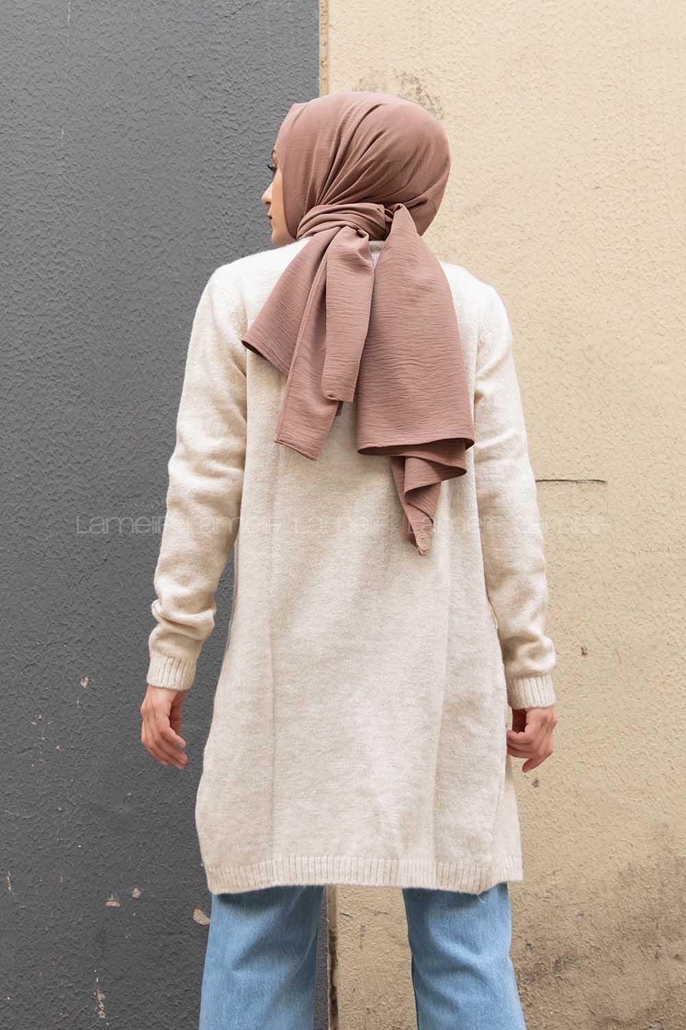 Modalamelif Çift Cepli Uzun Hırka Bej