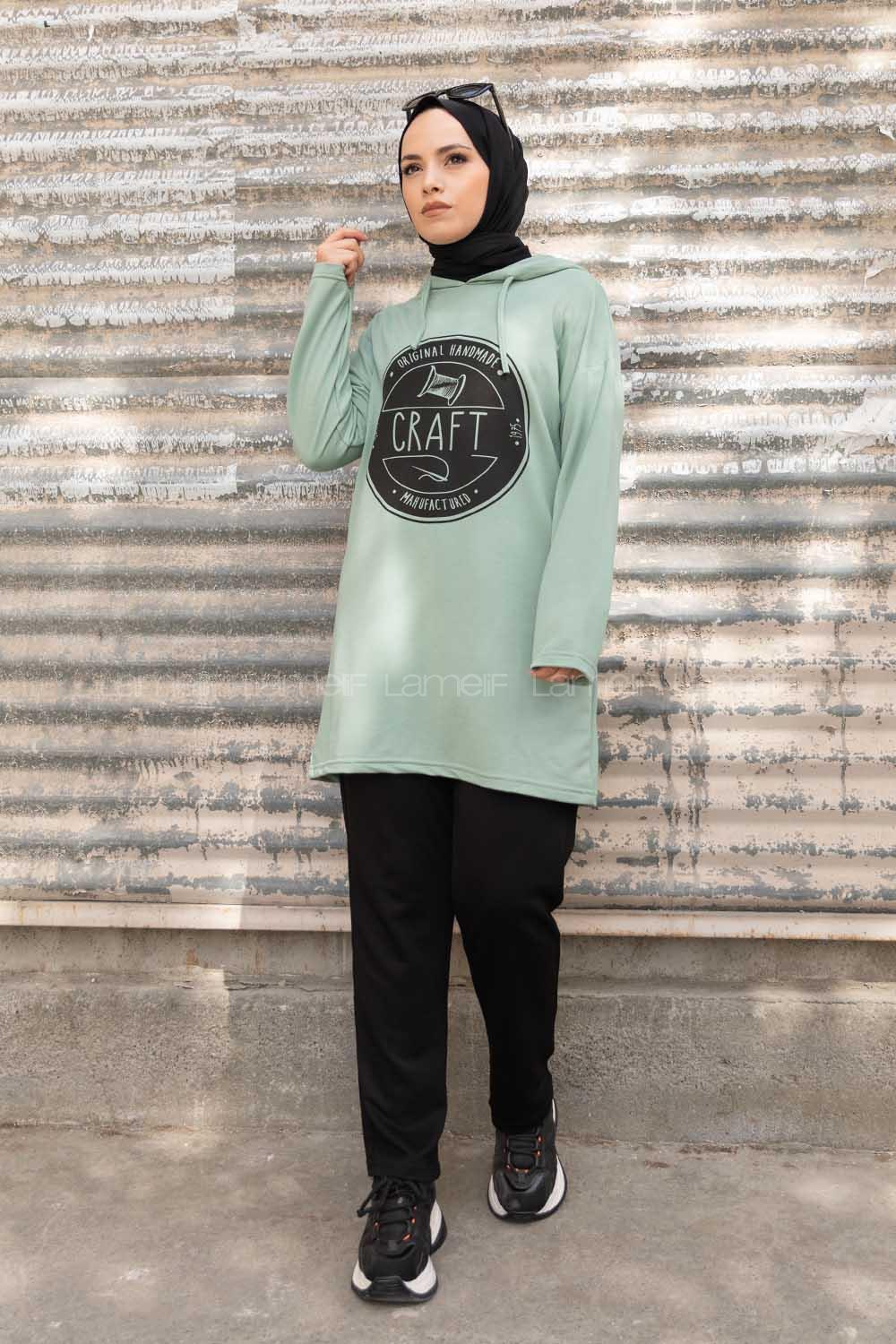 Modalamelif Craft Baskılı İkili Takım Çağla Yeşili