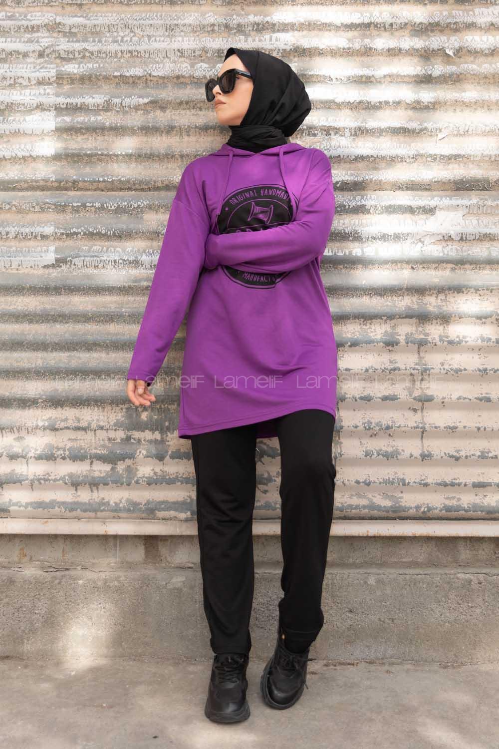 Modalamelif Craft Baskılı İkili Takım Mor