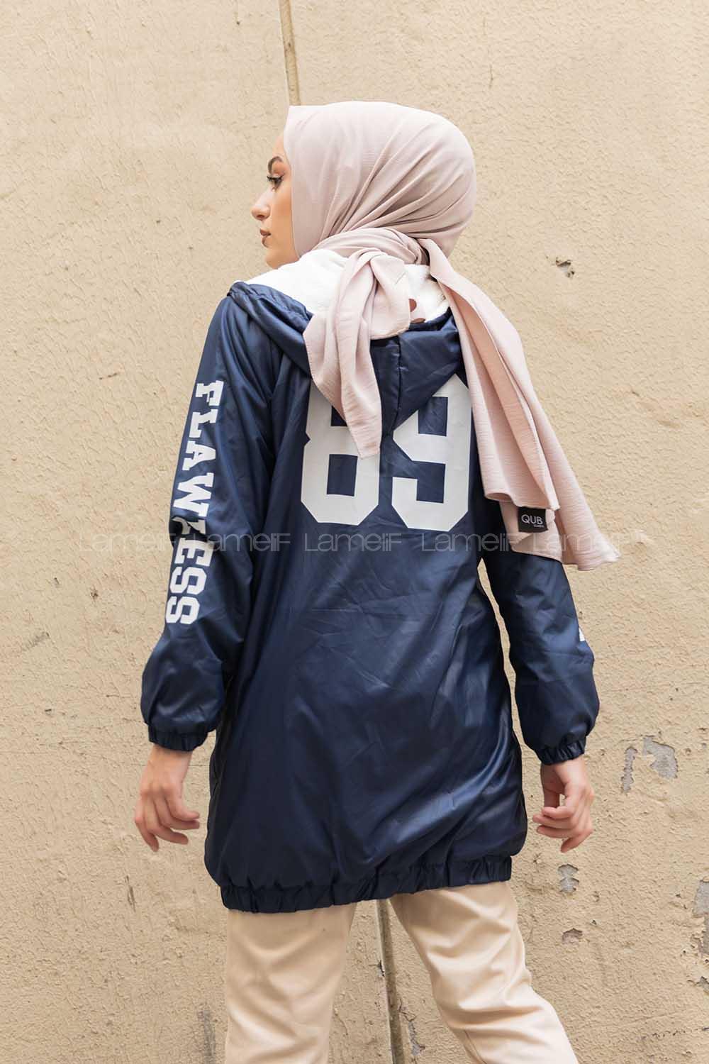 Modalamelif İçi Kürklü Kapşonlu Mont Lacivert