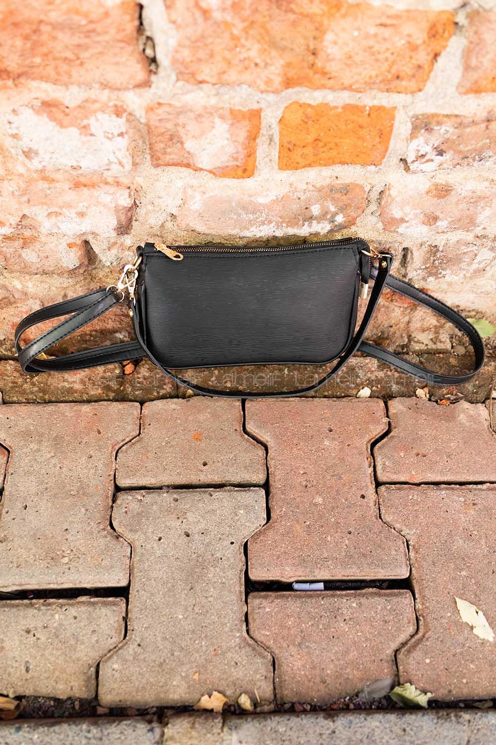 Modalamelif Miniadure Dokulu Çapraz Çanta Siyah