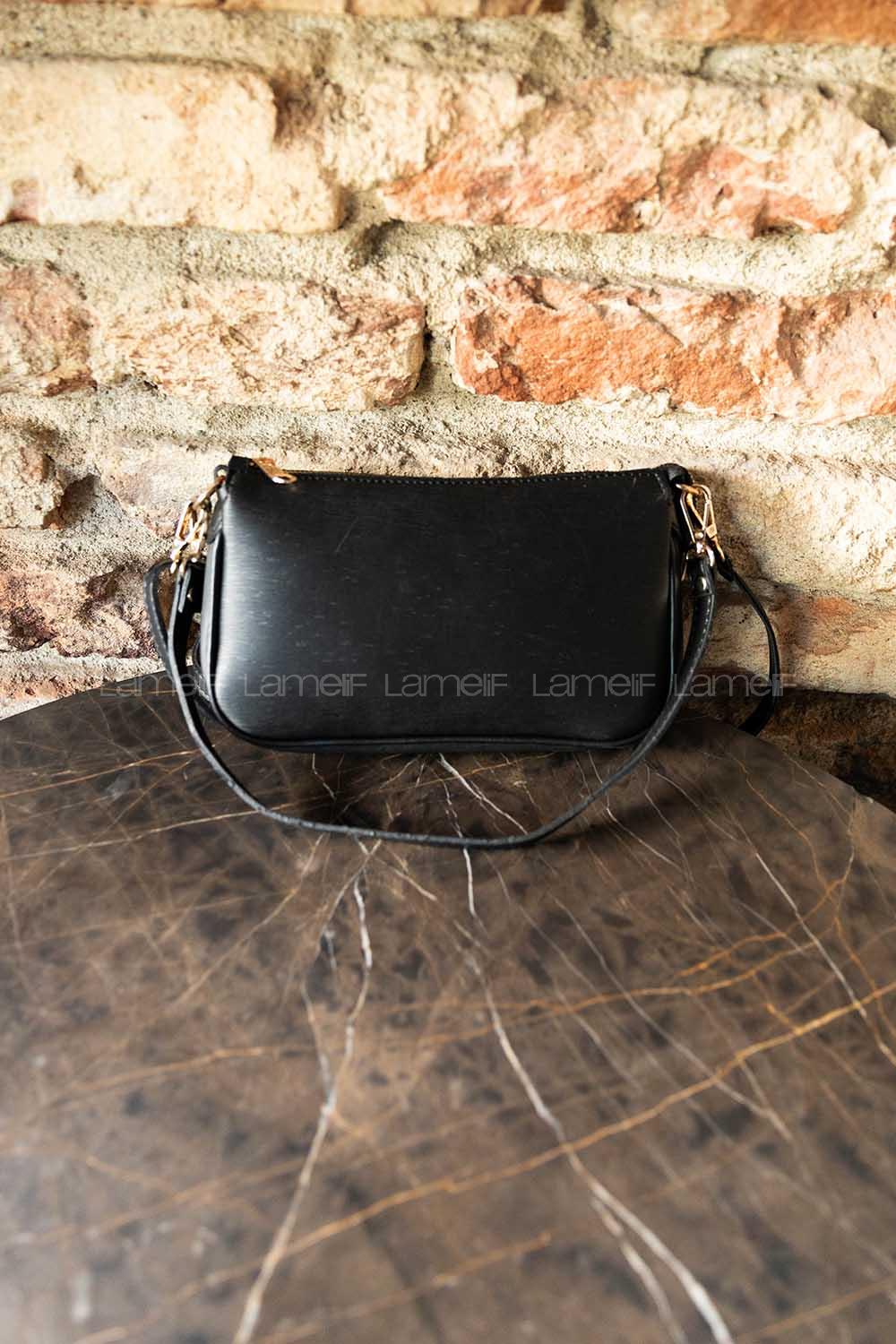 Modalamelif Miniadure Dokulu Çapraz Çanta Siyah