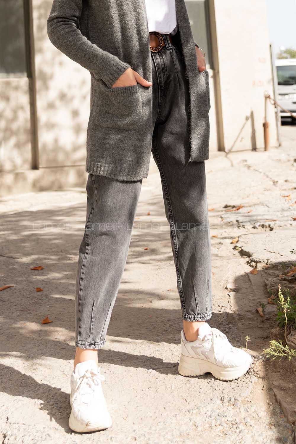 Modalamelif Paça Pensli Kot Pantolon Gri