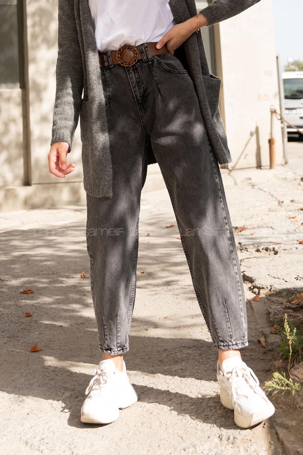 Modalamelif Paça Pensli Kot Pantolon Gri