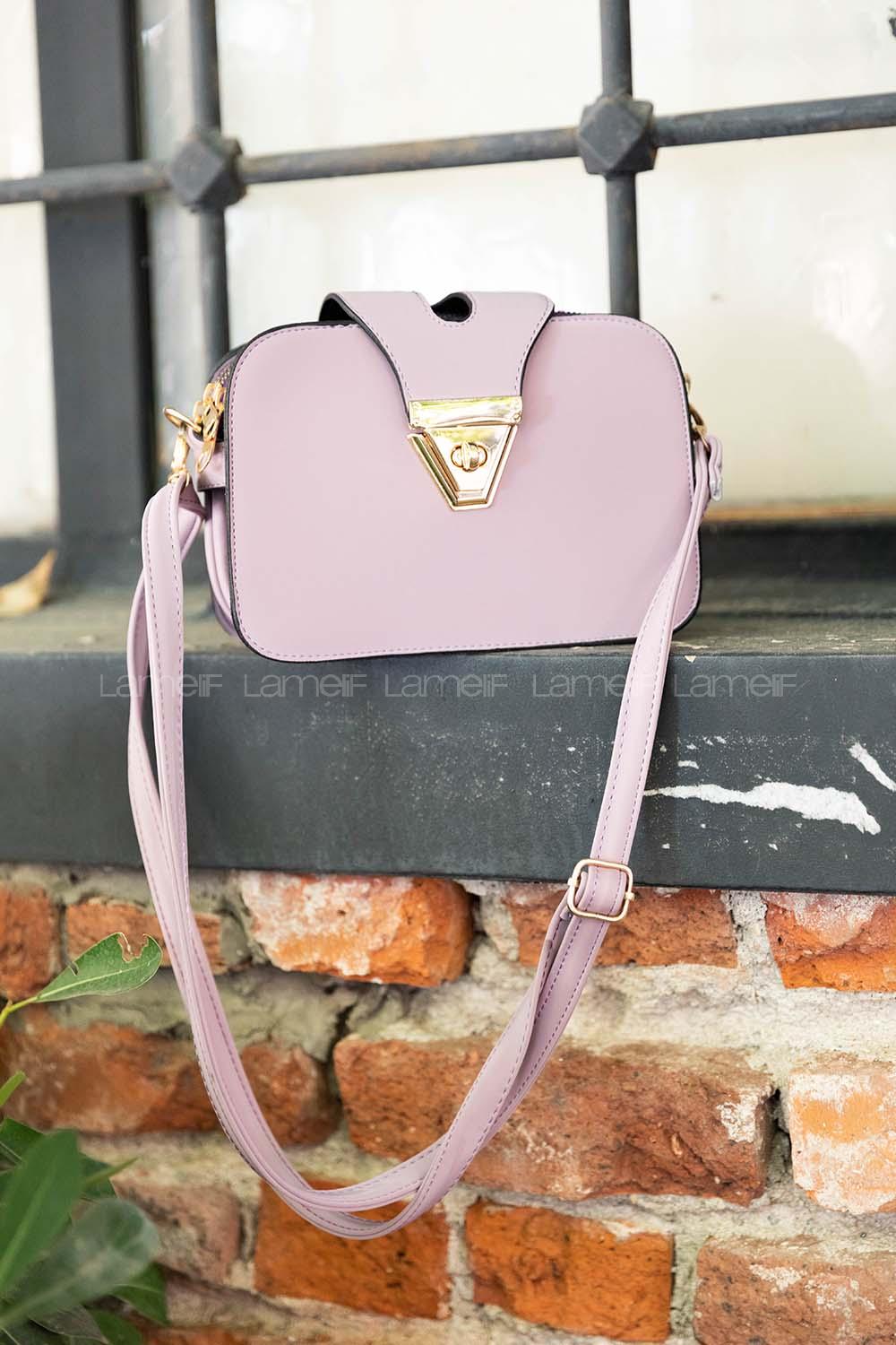 Modalamelif Şahvez Deri Eva Model Çapraz Çanta Lila