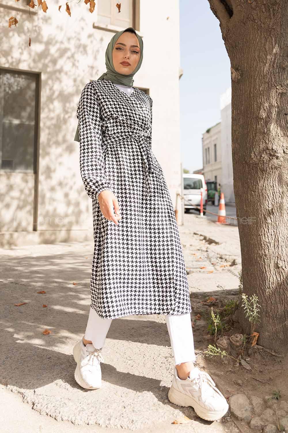 Modalamelif Yandan Bağlamalı Kazayağı Trenç Siyah