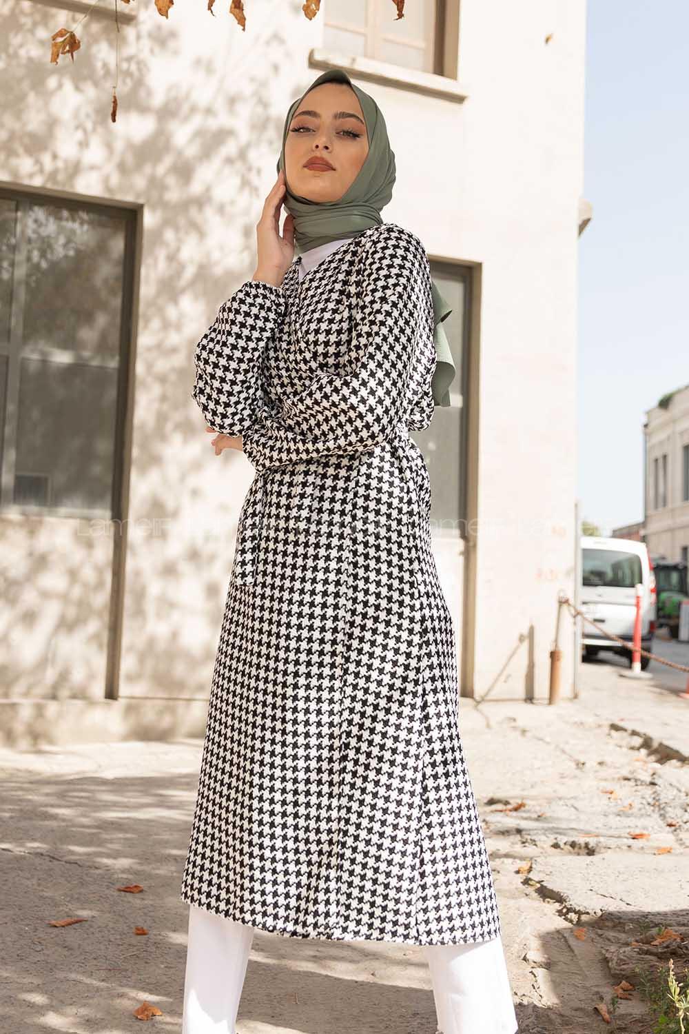 Modalamelif Yandan Bağlamalı Kazayağı Trenç Siyah