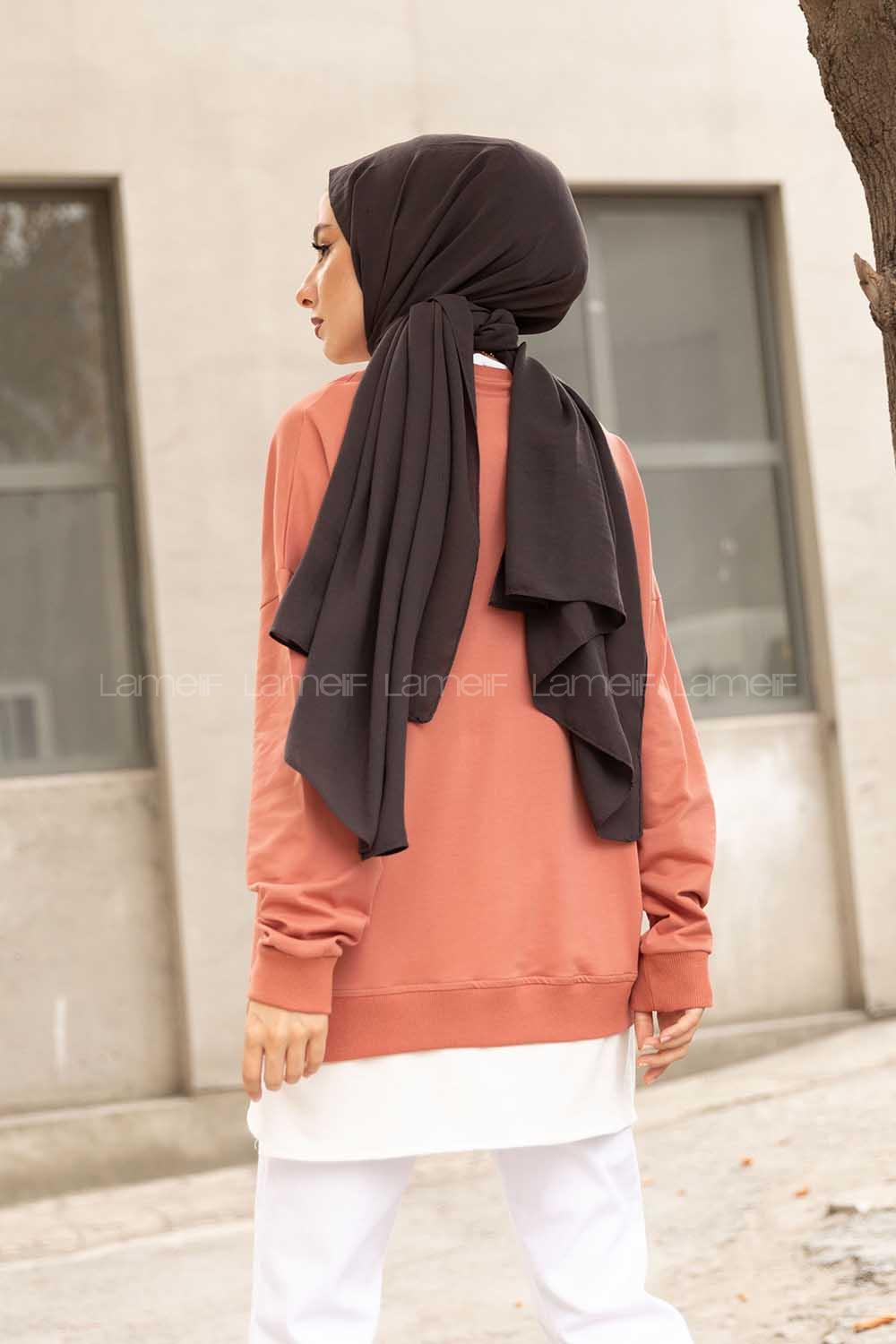 Modalamelif Bisiklet Yaka Can I Have Baskılı Sweatshirt Pudra