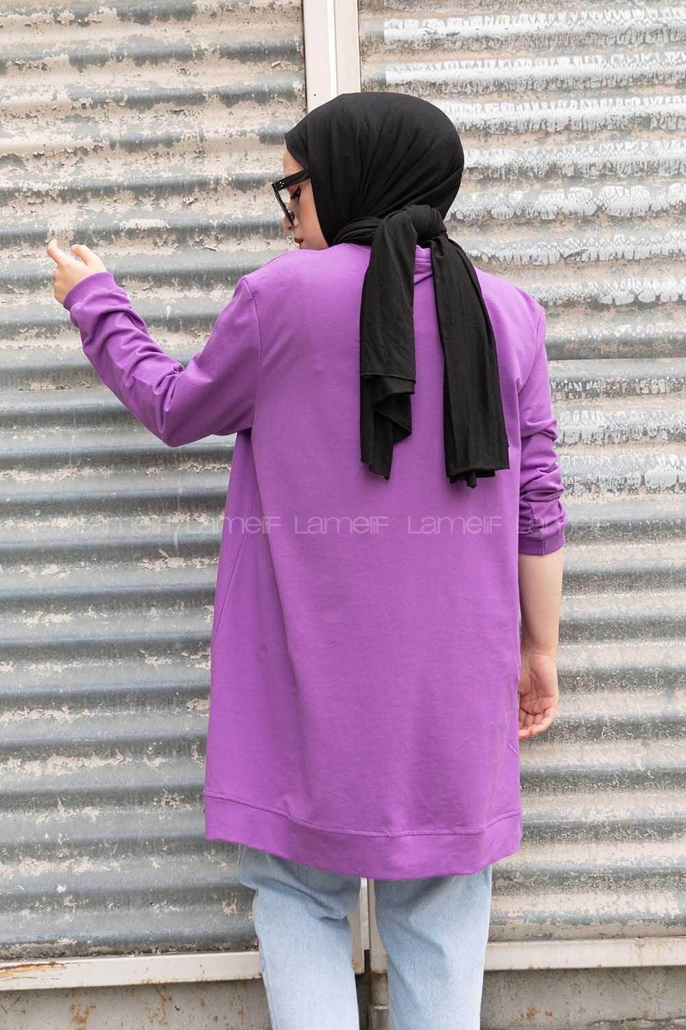 Modalamelif Önü Kaşkorse Detaylı Sweatshirt Mor