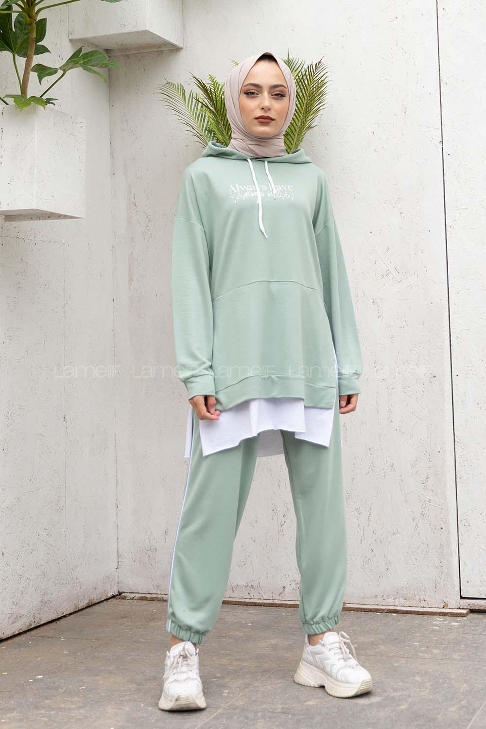 Modalamelif Always Have Baskılı İkili Takım Çağla Yeşili