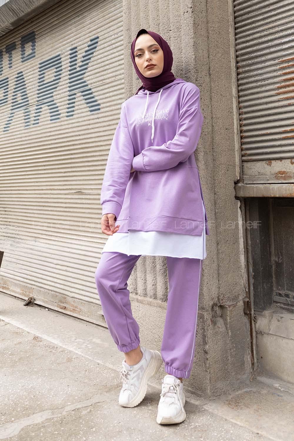 Modalamelif ways Have Baskılı İkili Takım Lila