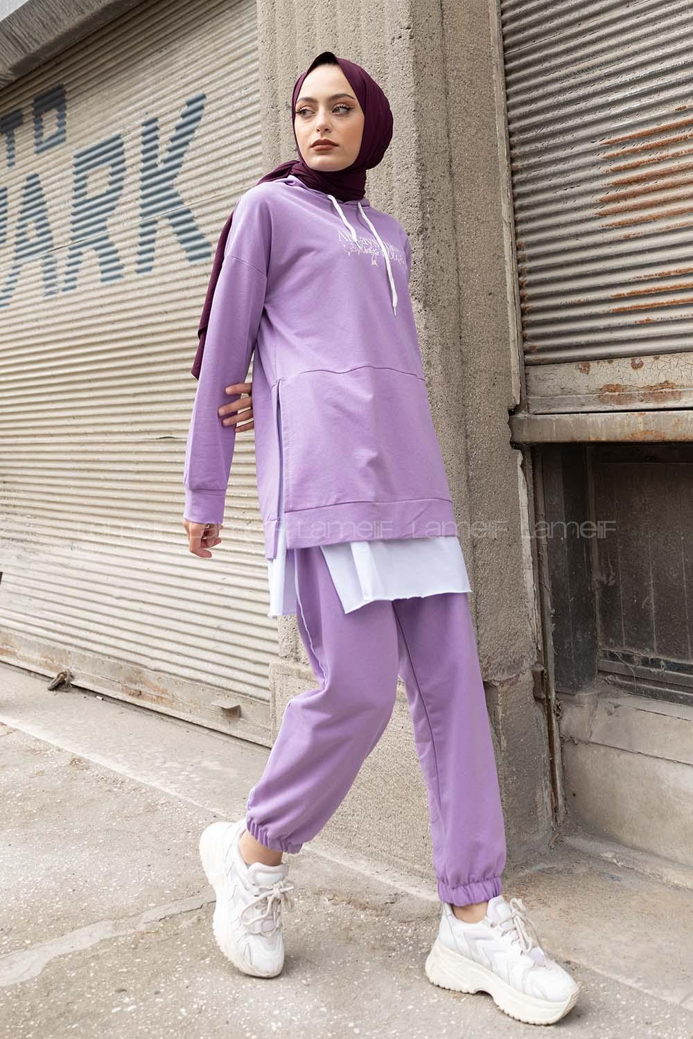 Modalamelif ways Have Baskılı İkili Takım Lila