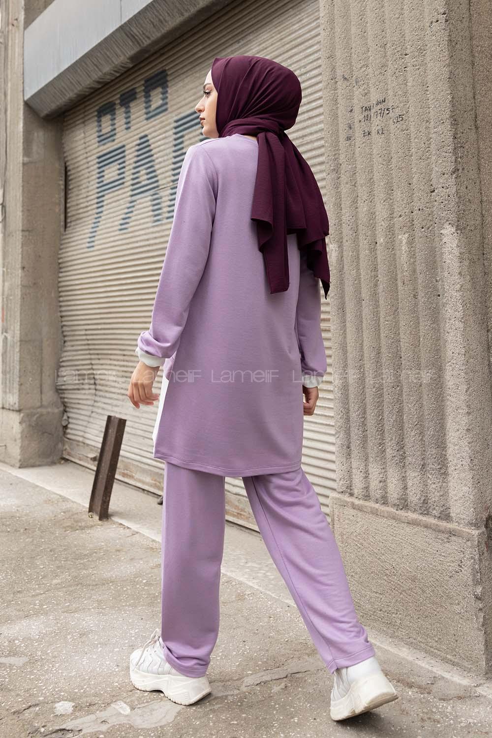 Modalamelif Etek Garnili İkili Takım Lila