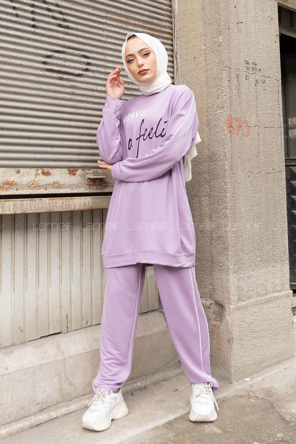 Modalamelif Have A Feeling Baskılı İkili Takım Lila