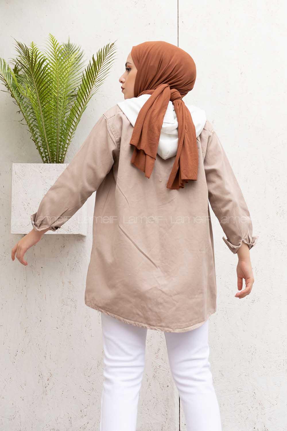 Modalamelif Kapşon Garnili Ceket Taş