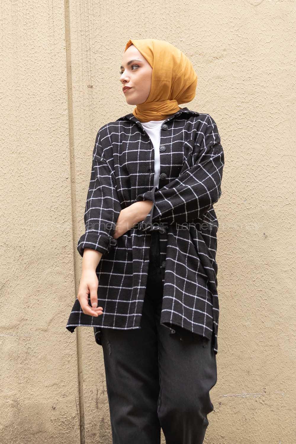 Modalamelif Tek Cepli Oduncu Gömlek Siyah Ekru