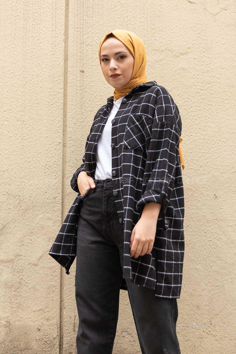 Modalamelif Tek Cepli Oduncu Gömlek Siyah Ekru